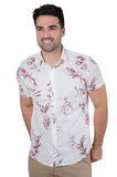 CAMISA MANGA CURTA SLIM FLORALES BRANCO/VINHO