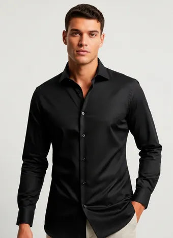 Camisa Manga Longa Slim Fit Básica Lisa